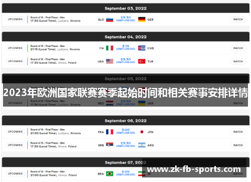 2023年欧洲国家联赛赛季起始时间和相关赛事安排详情